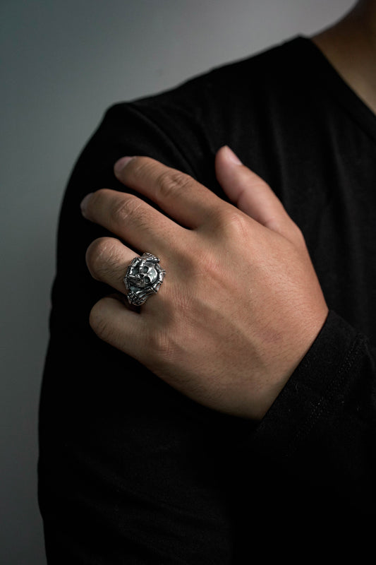 925 Sterling Silver Retro Skull Fist Ring