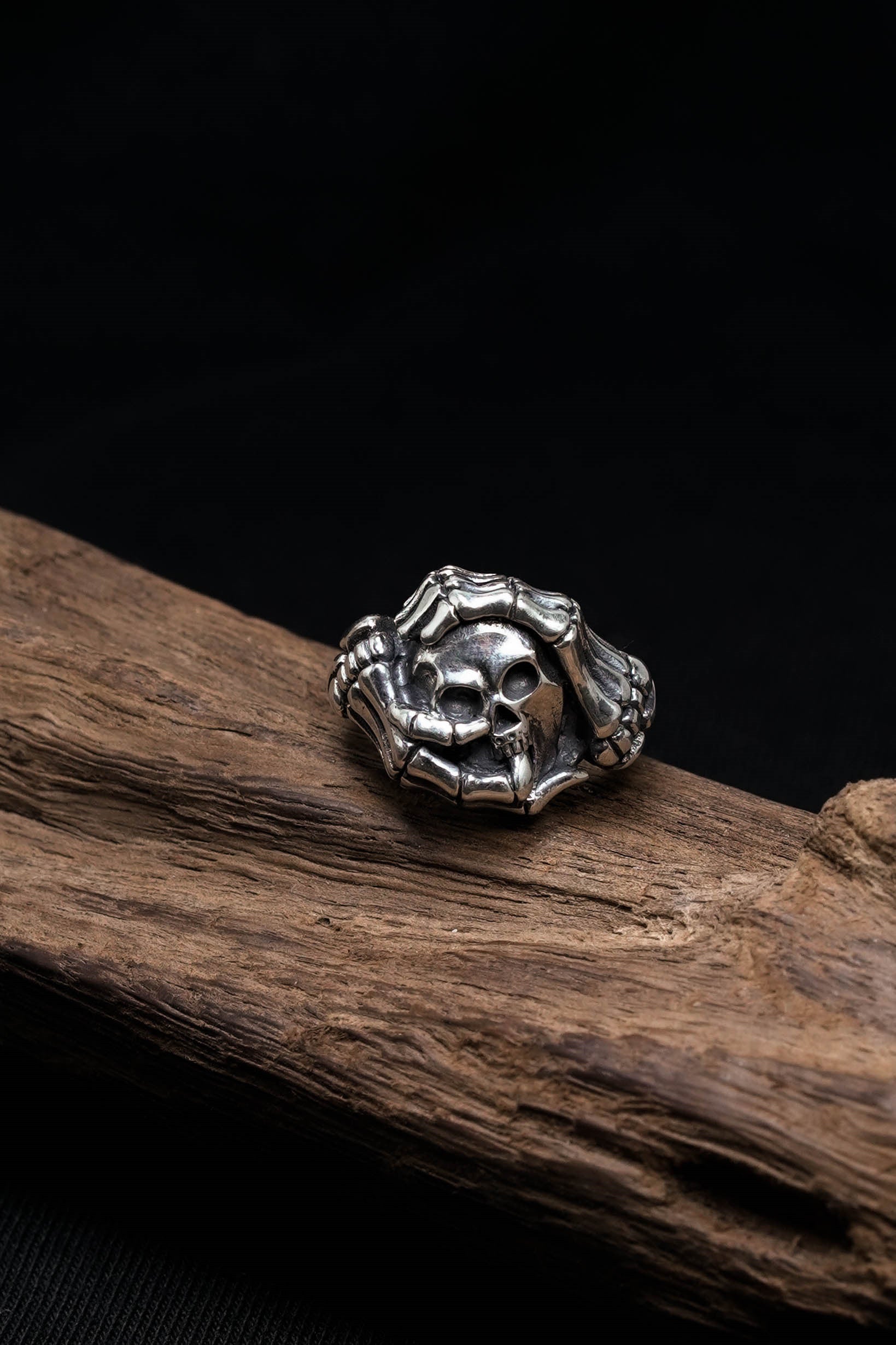 925 Sterling Silver Retro Skull Fist Ring