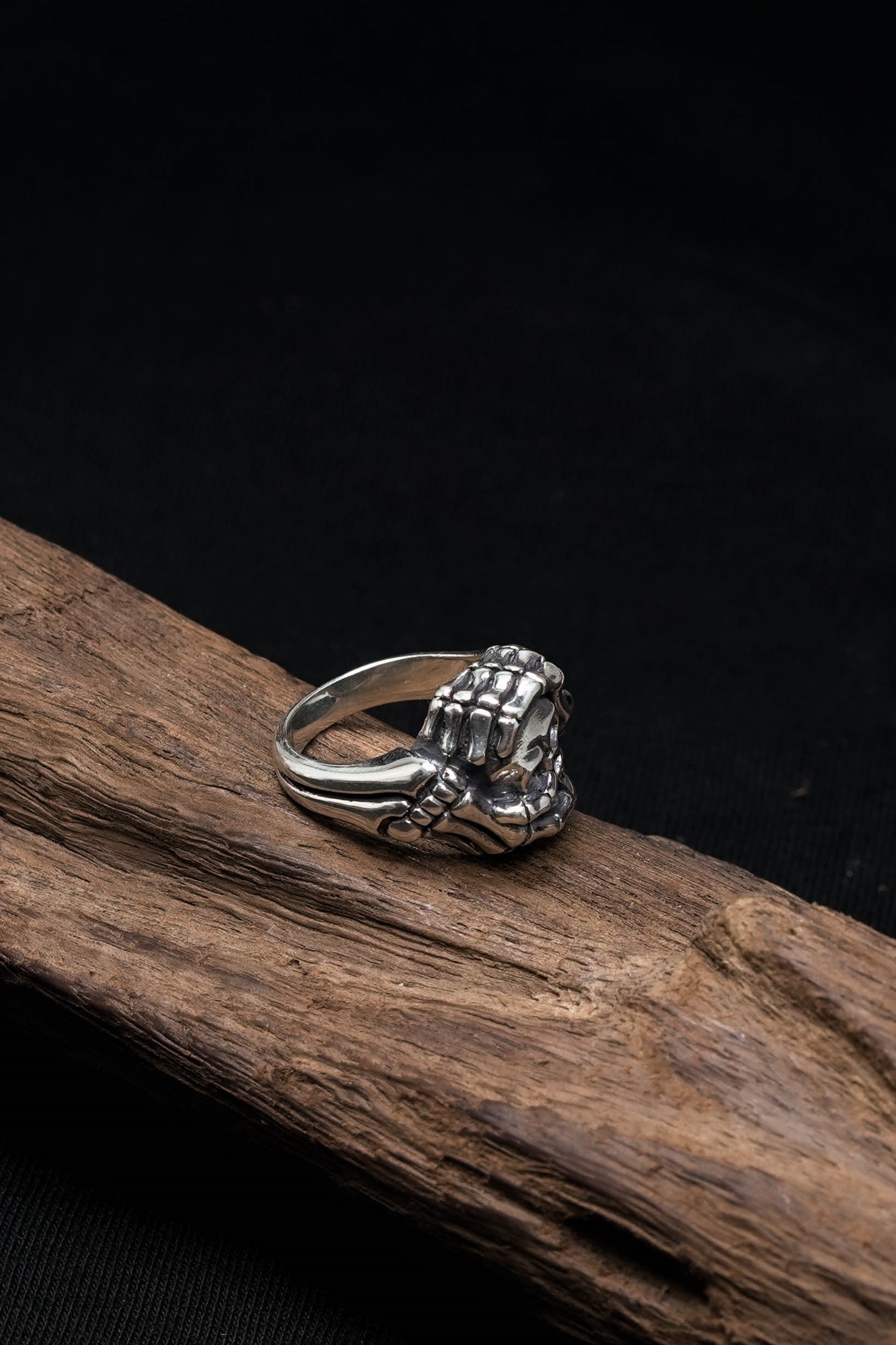 925 Sterling Silver Retro Skull Fist Ring
