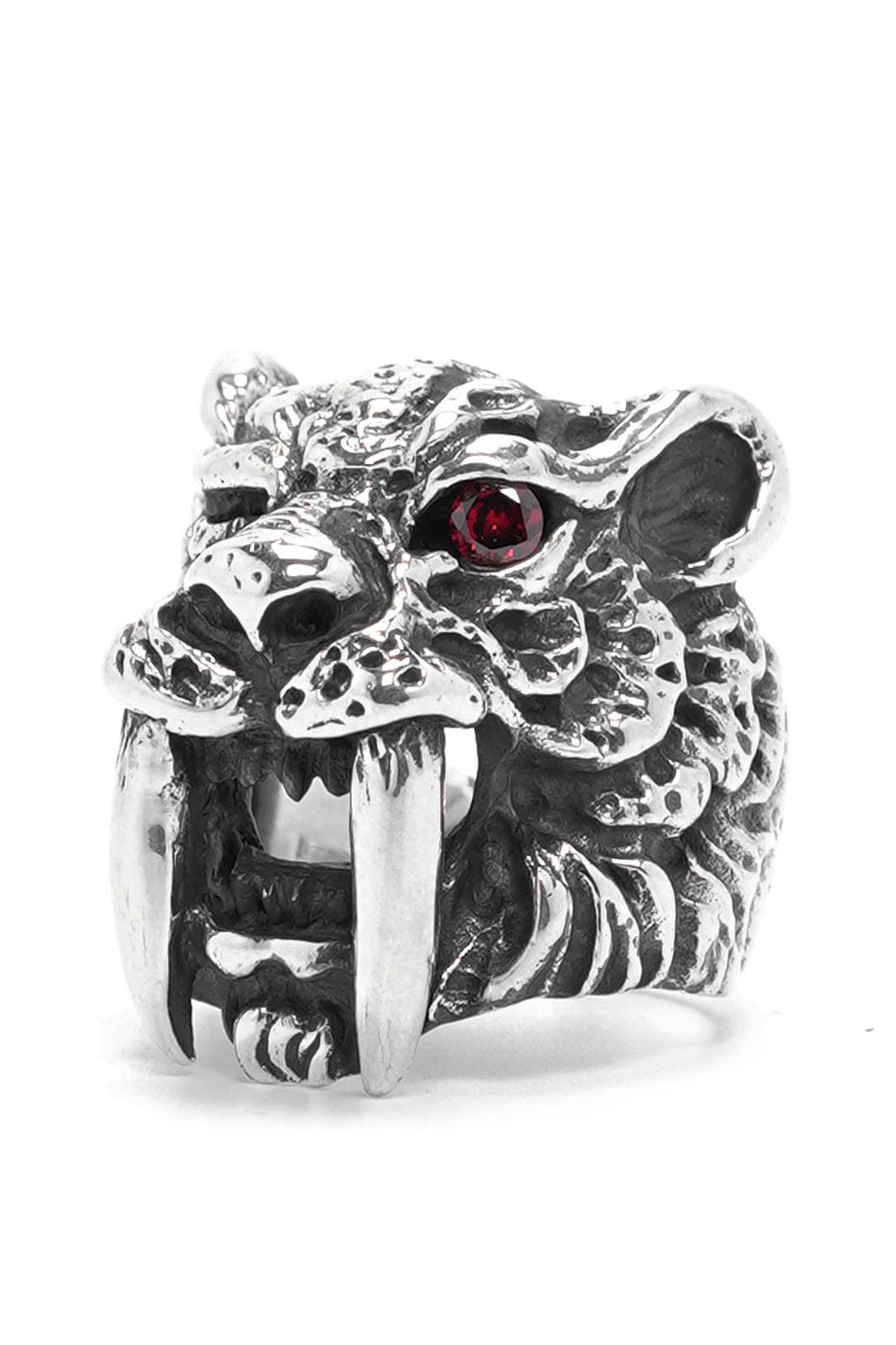 Vintage Domineering Red Eye Toothed Tiger Rings