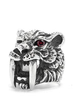 Load image into Gallery viewer, Vintage Domineering Red Eye Toothed Tiger Rings
