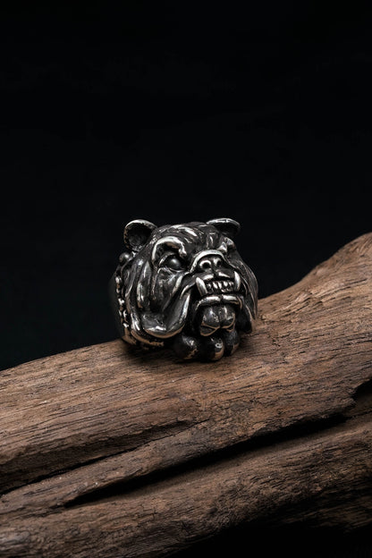 Cute Bulldog Shape Retro Silver Ring