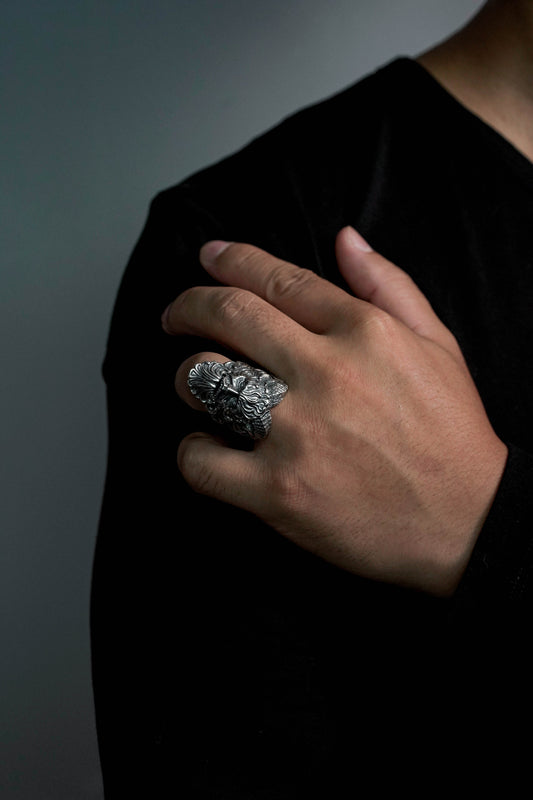 Vintage Ram Horn 925 Sterling Silver Ring