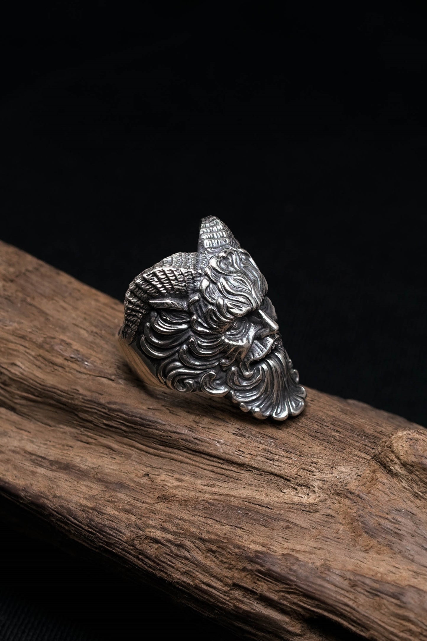 Vintage Ram Horn 925 Sterling Silver Ring