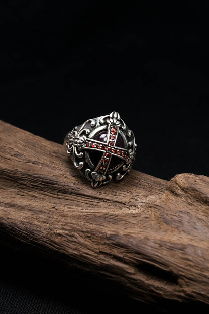 Retro Vintage Knight Cross 925 Sterling Silver Rings