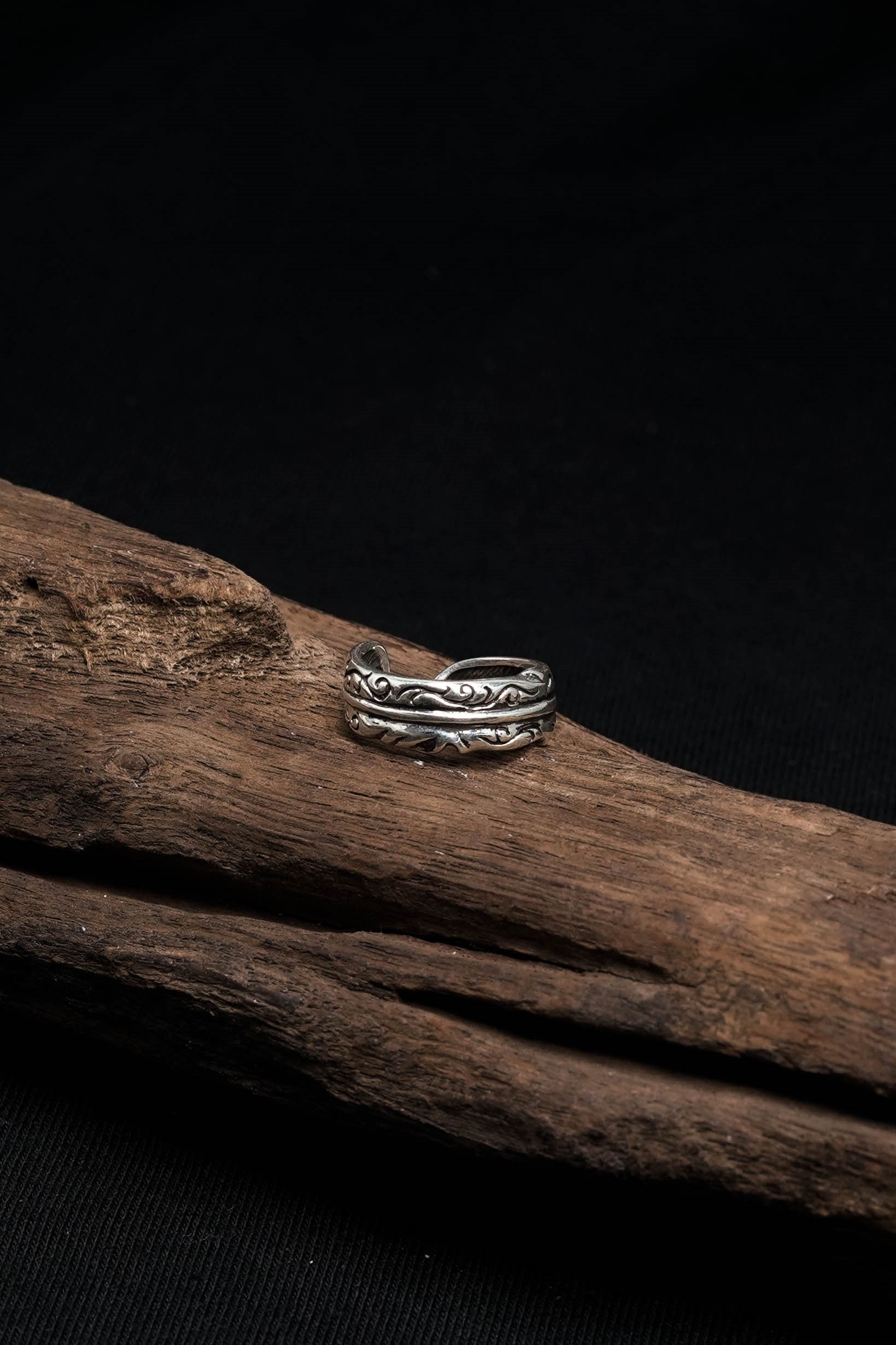Retro 925 Sterling Silver Open Feather Ring
