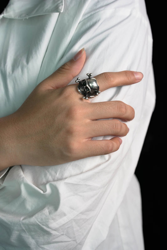 Skull Skeleton Bone 925 Sterling Silver Retro Ring