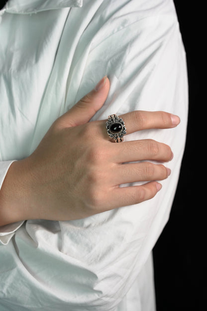Black Onyx 925 Sterling Silver Retro Ring