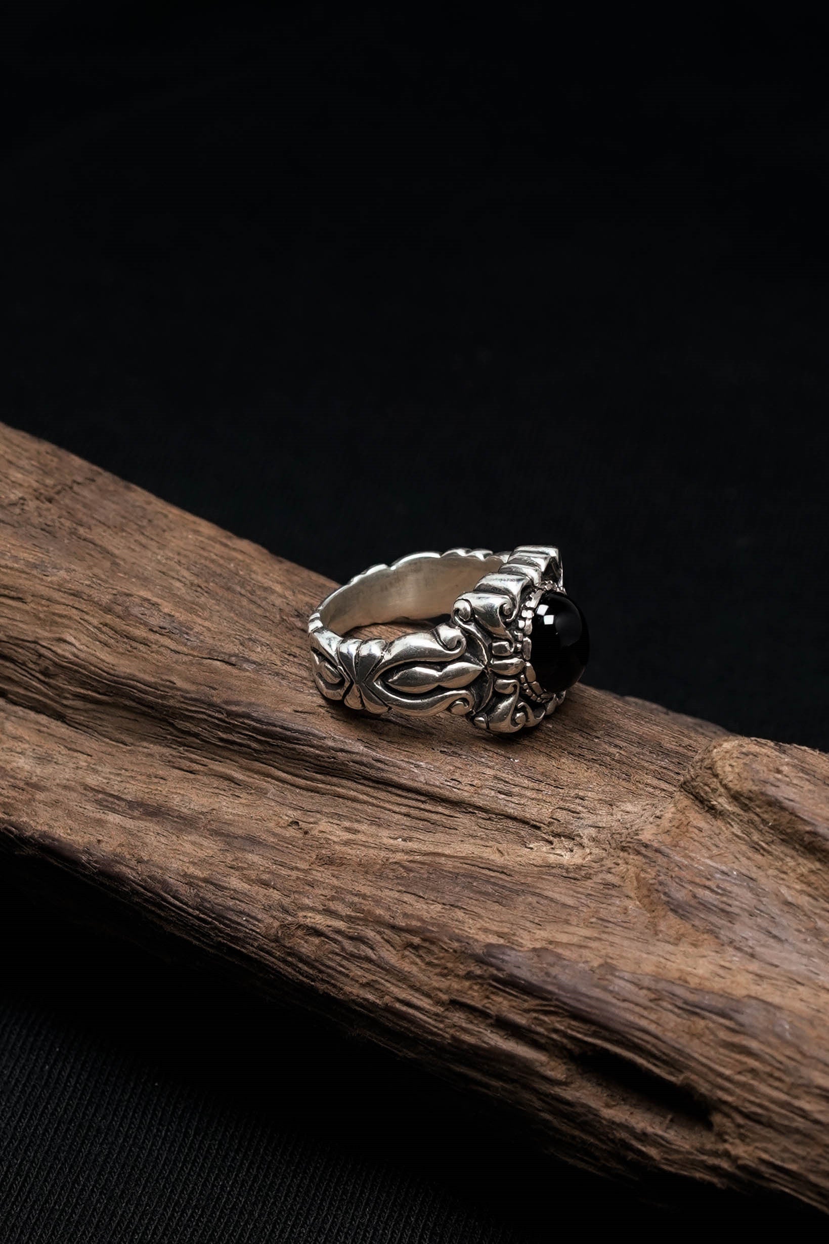 Black Onyx 925 Sterling Silver Retro Ring