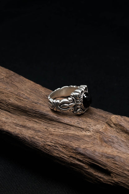 Black Onyx 925 Sterling Silver Retro Ring