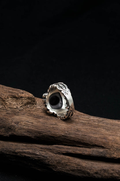 Black Onyx 925 Sterling Silver Retro Ring
