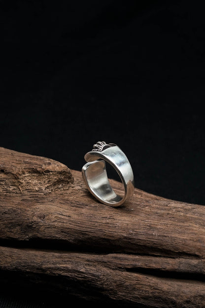 Retro 925 Silver Crown Open Ring