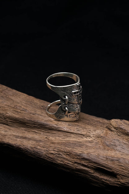 Sterling Silver Retro Spartan Hero Helmet Mask Ring