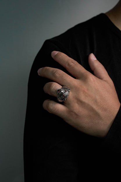 Leopard Head 925 Sterling Silver Retro Ring