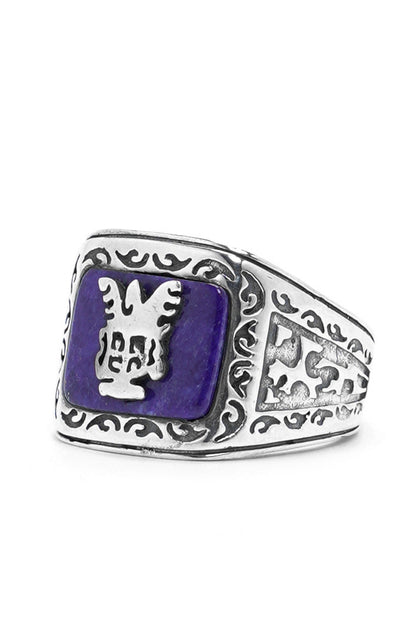 Lapis Onyx Eagle 925 Sterling Silver Retro Ring