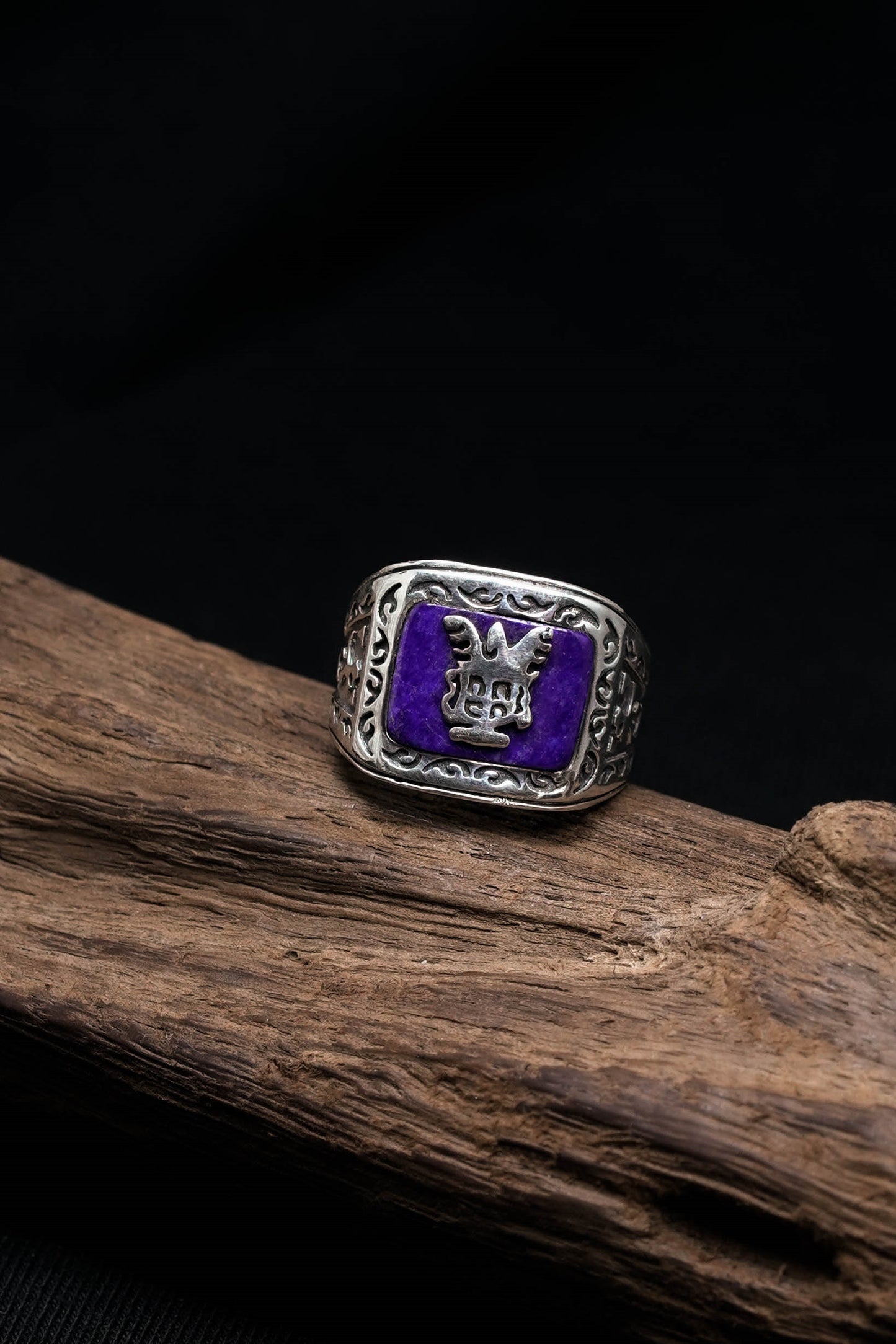 Lapis Onyx Eagle 925 Sterling Silver Retro Ring