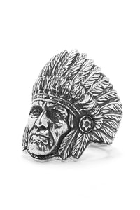 Native American Indian Head Retro 925 Sterling Silver Ring