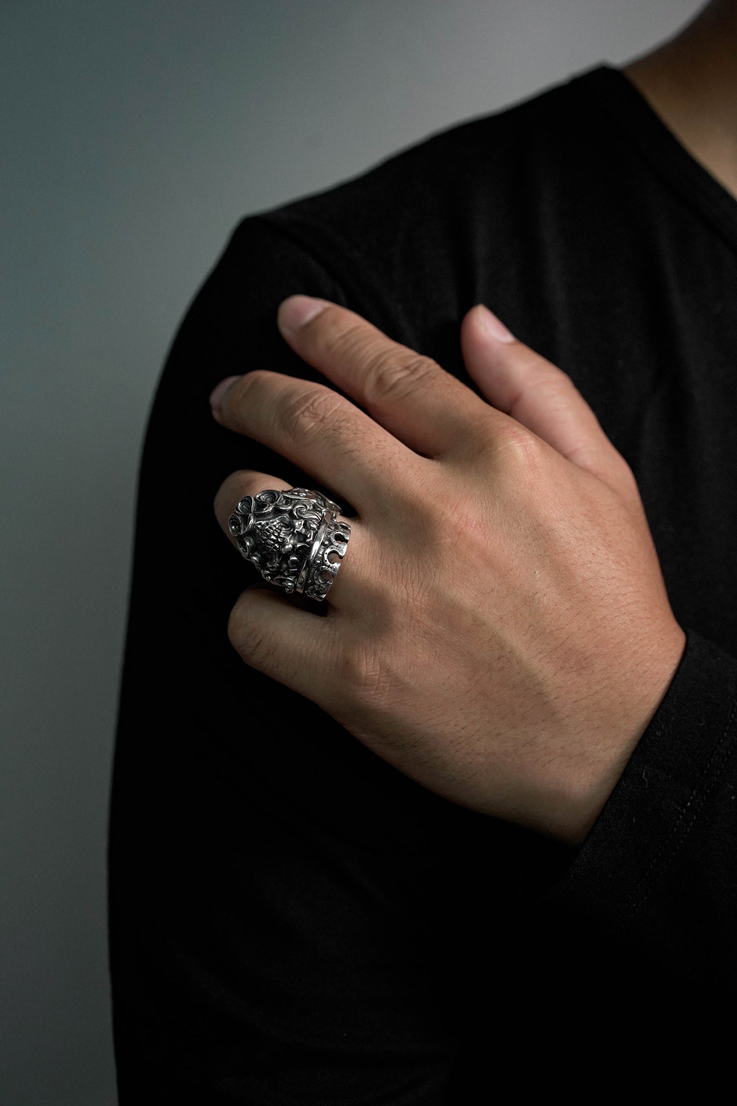Retro Silver Personality King Skull Ring
