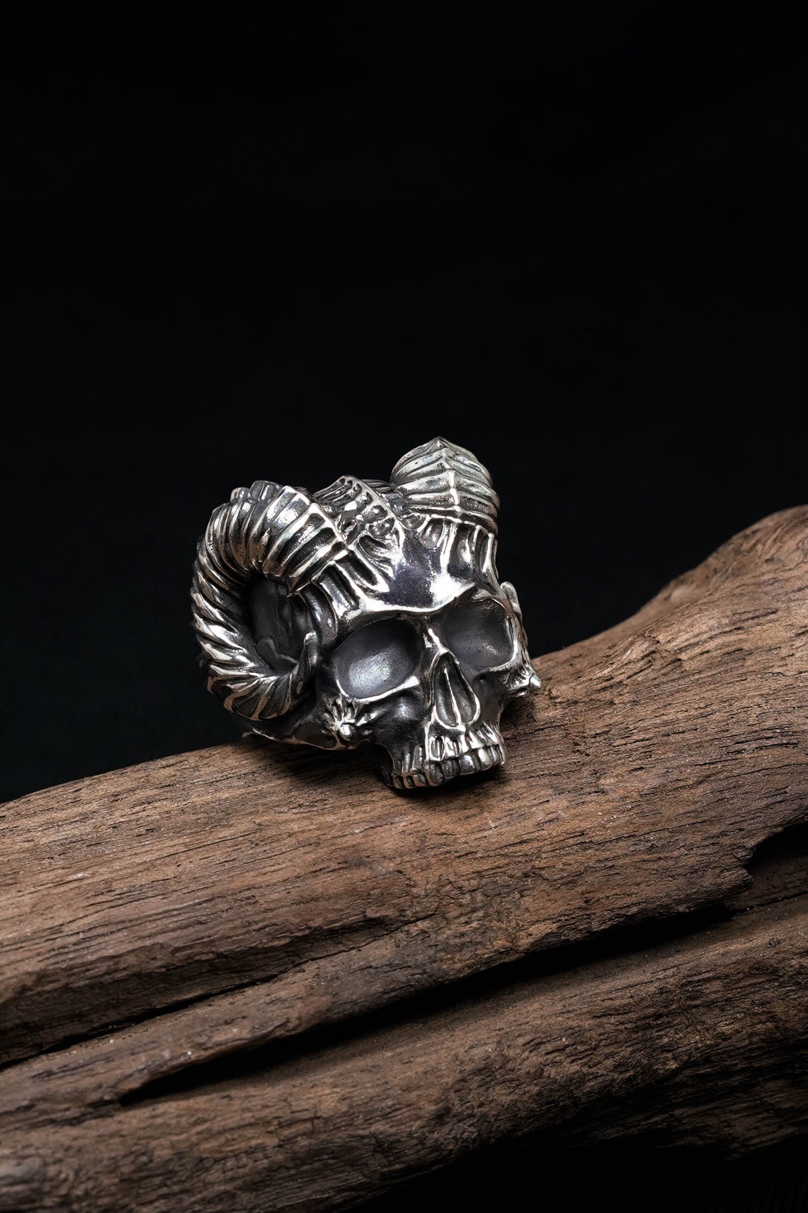 Retro Sheep Head Skull Silver Rings