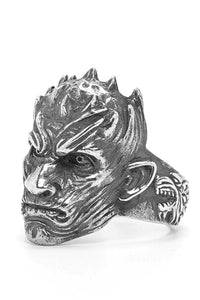 Retro Skeleton Wolf Totem Man Silver Ring