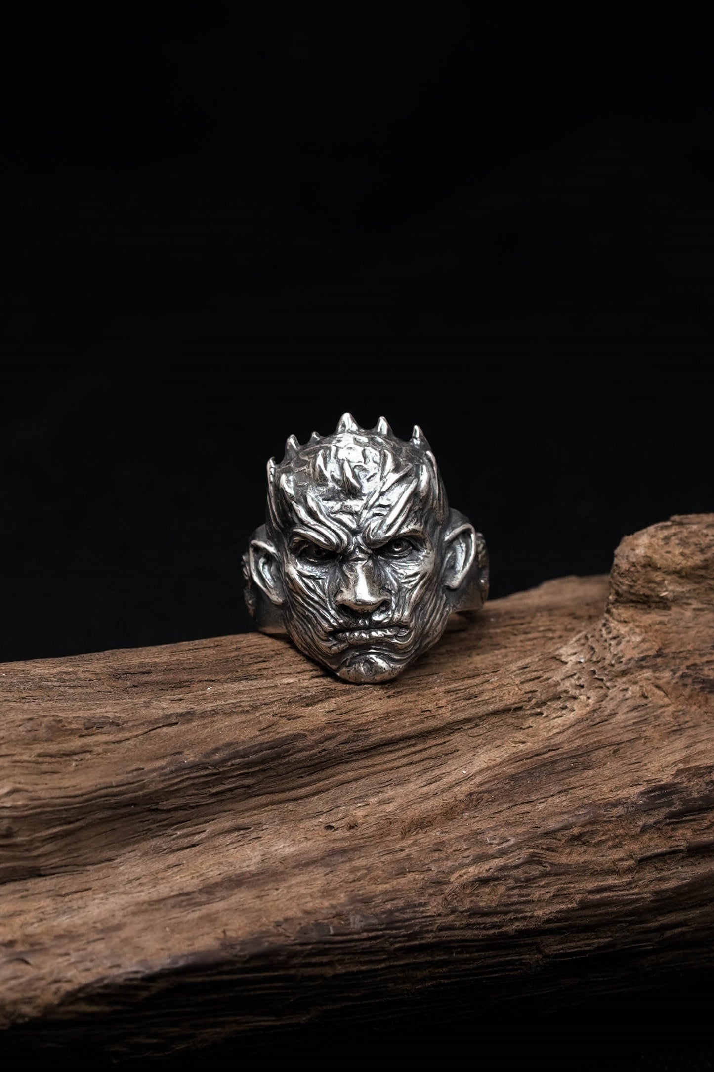 Retro Skeleton Wolf Totem Man Silver Ring
