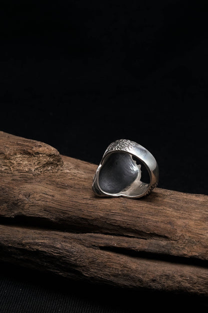 Retro Skeleton Wolf Totem Man Silver Ring