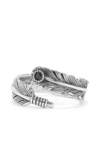 Takahashi Goro 925 Sterling Silver Onyx Feather Ring 