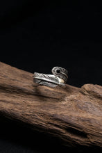 Load image into Gallery viewer, Takahashi Goro 925 Sterling Silver Onyx Feather Ring 
