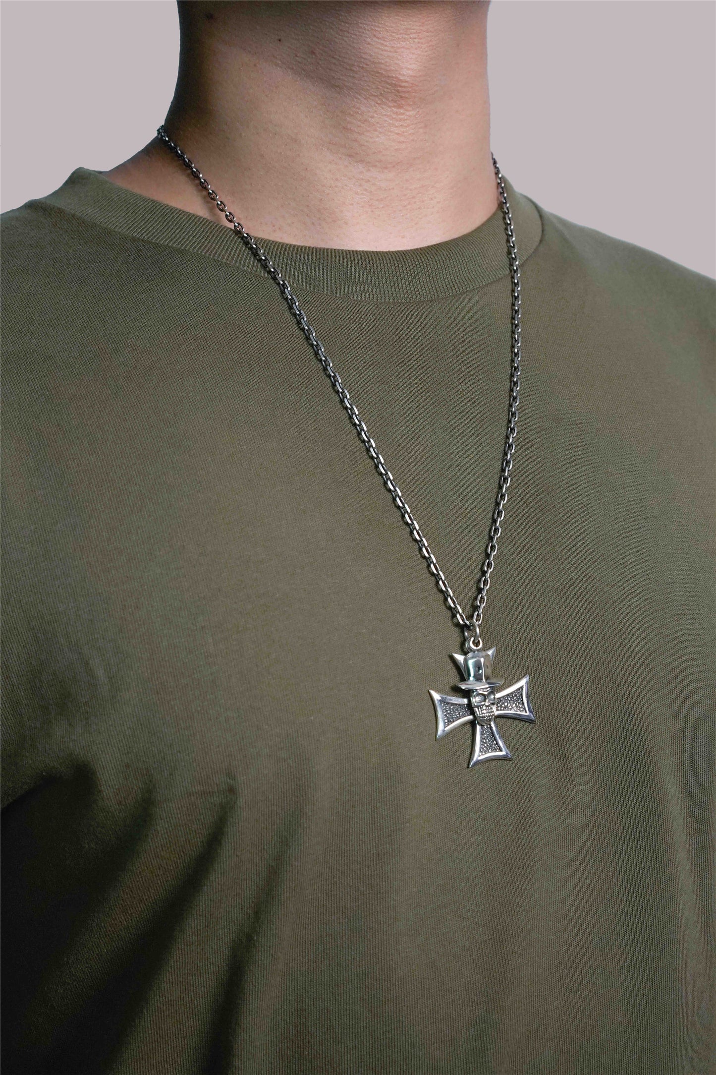 Vintage Cross Skull 925 Sterling Silver Pendant