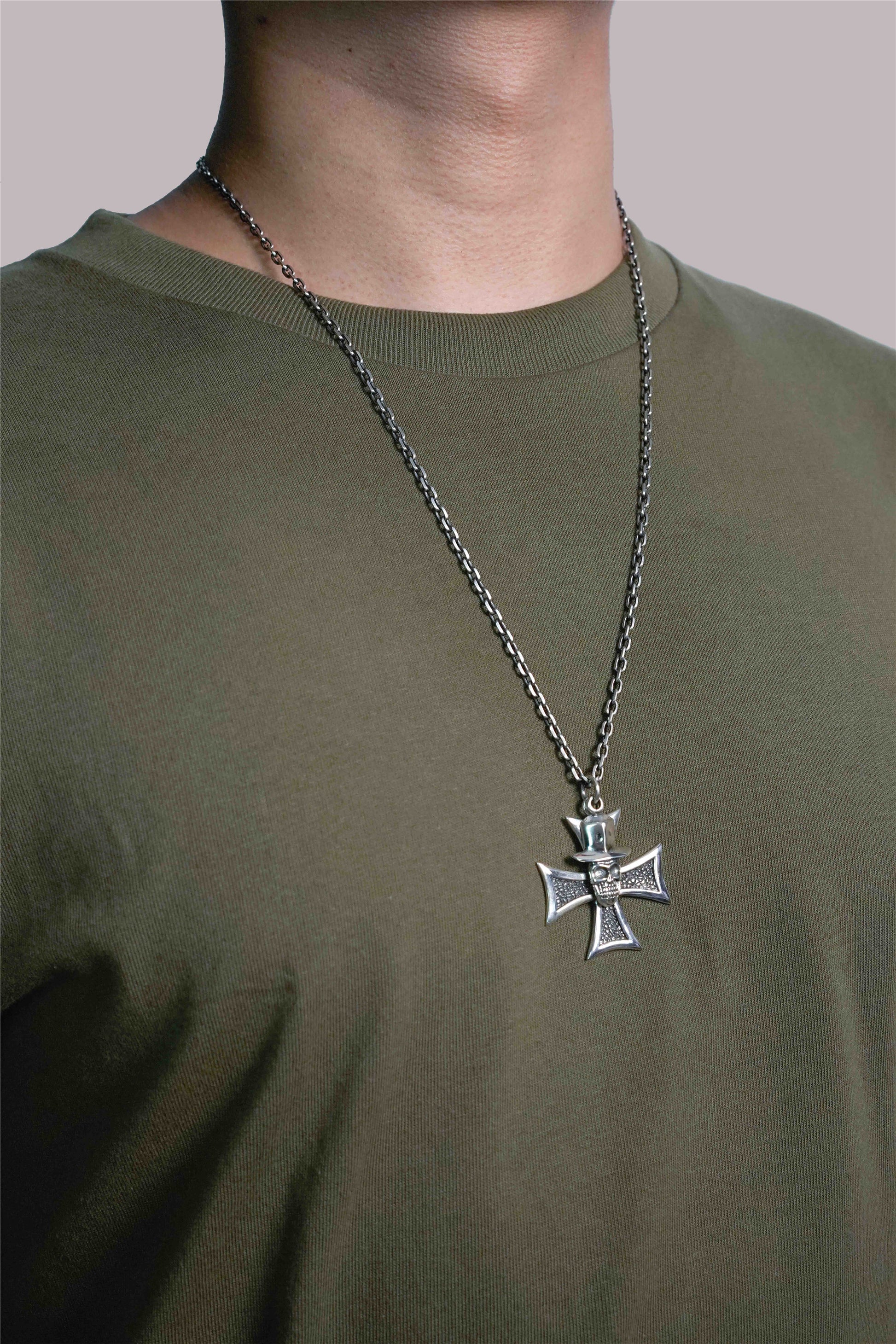 Vintage Cross Skull 925 Sterling Silver Pendant