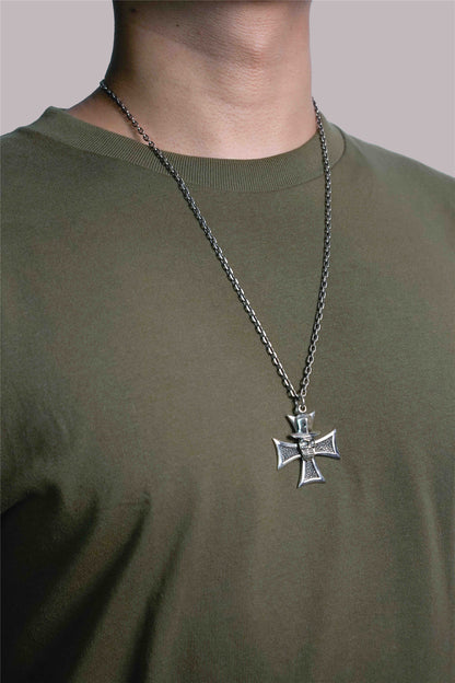 Vintage Cross Skull 925 Sterling Silver Pendant