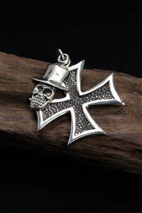 Vintage Cross Skull 925 Sterling Silver Pendant