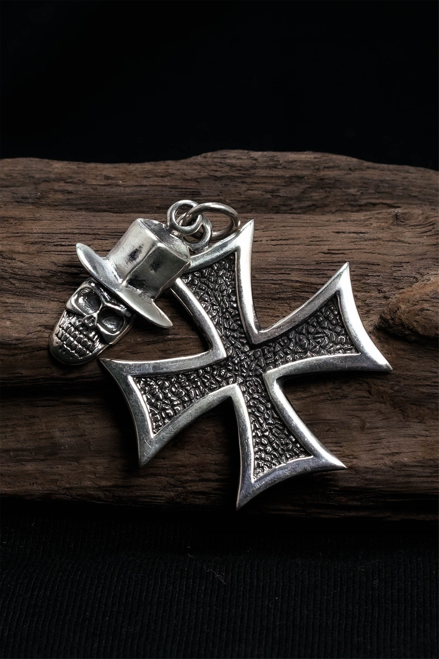 Vintage Cross Skull 925 Sterling Silver Pendant