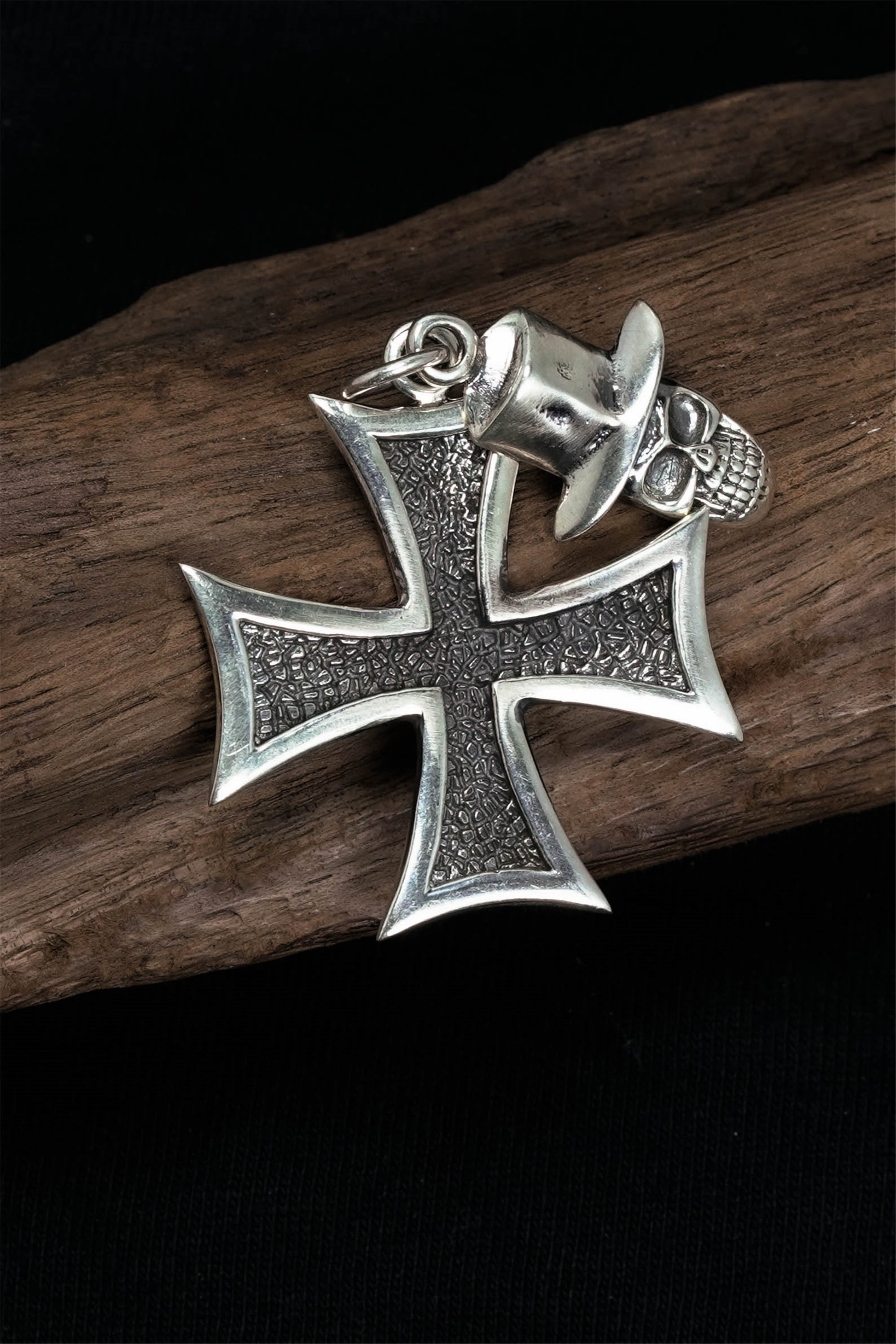 Vintage Cross Skull 925 Sterling Silver Pendant