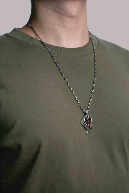 Retro Domineering Dragon Wings Red Zircon Pendant