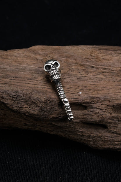 Retro Skull 925 Sterling Silver Key Pendant