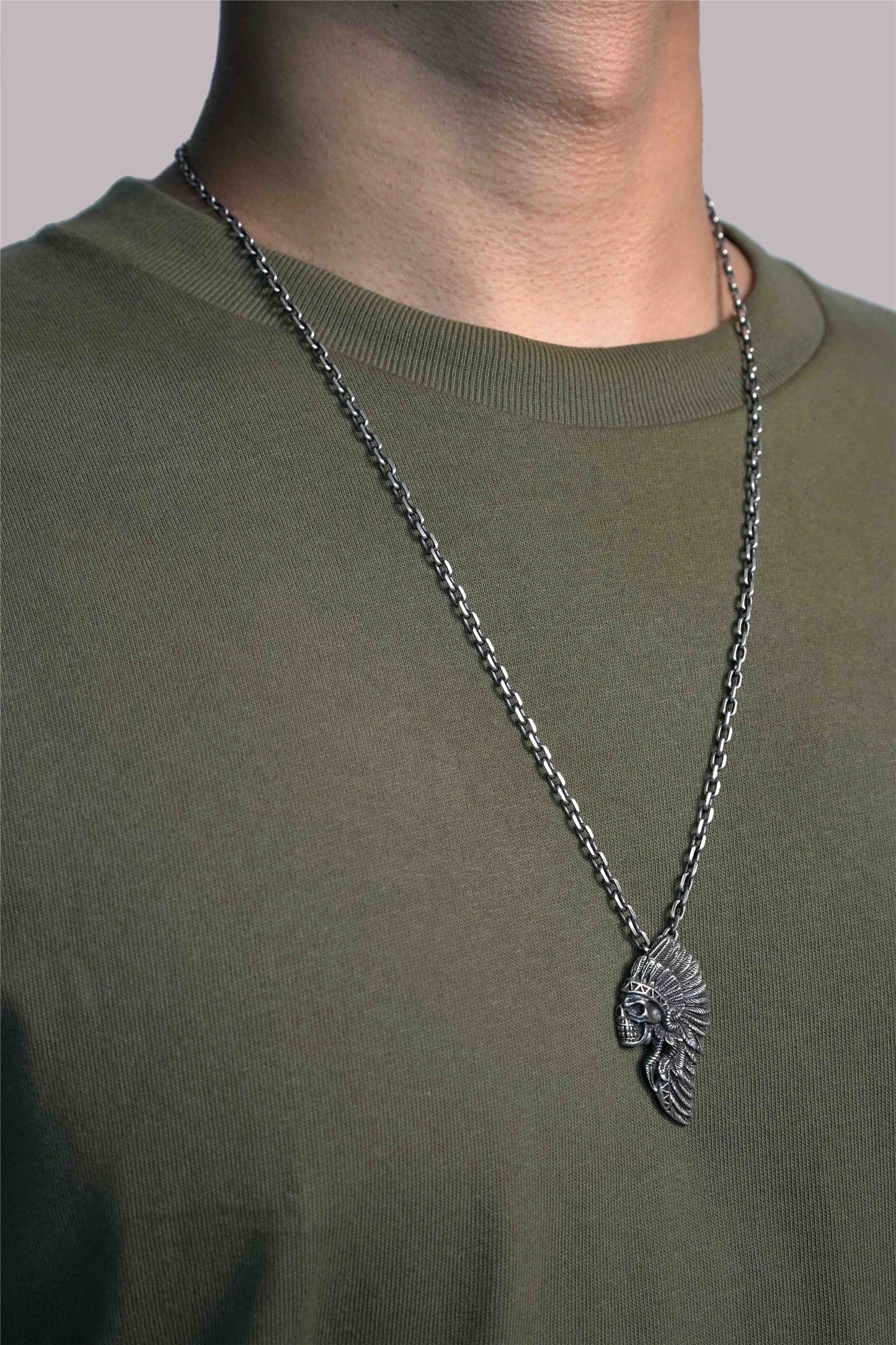 Retro Indian Chief 925 Sterling Silver Pendant