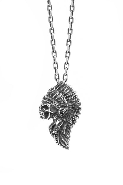 Retro Indian Chief 925 Sterling Silver Pendant