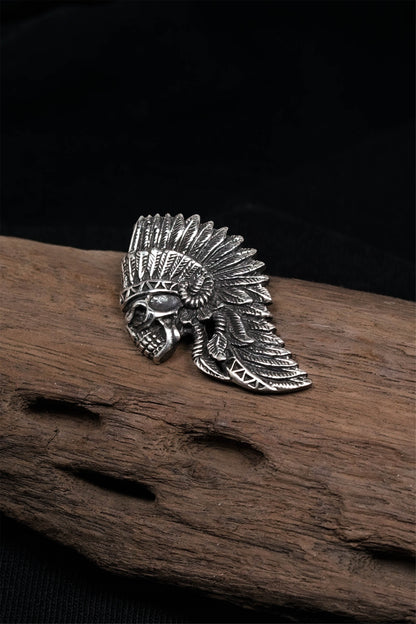 Retro Indian Chief 925 Sterling Silver Pendant