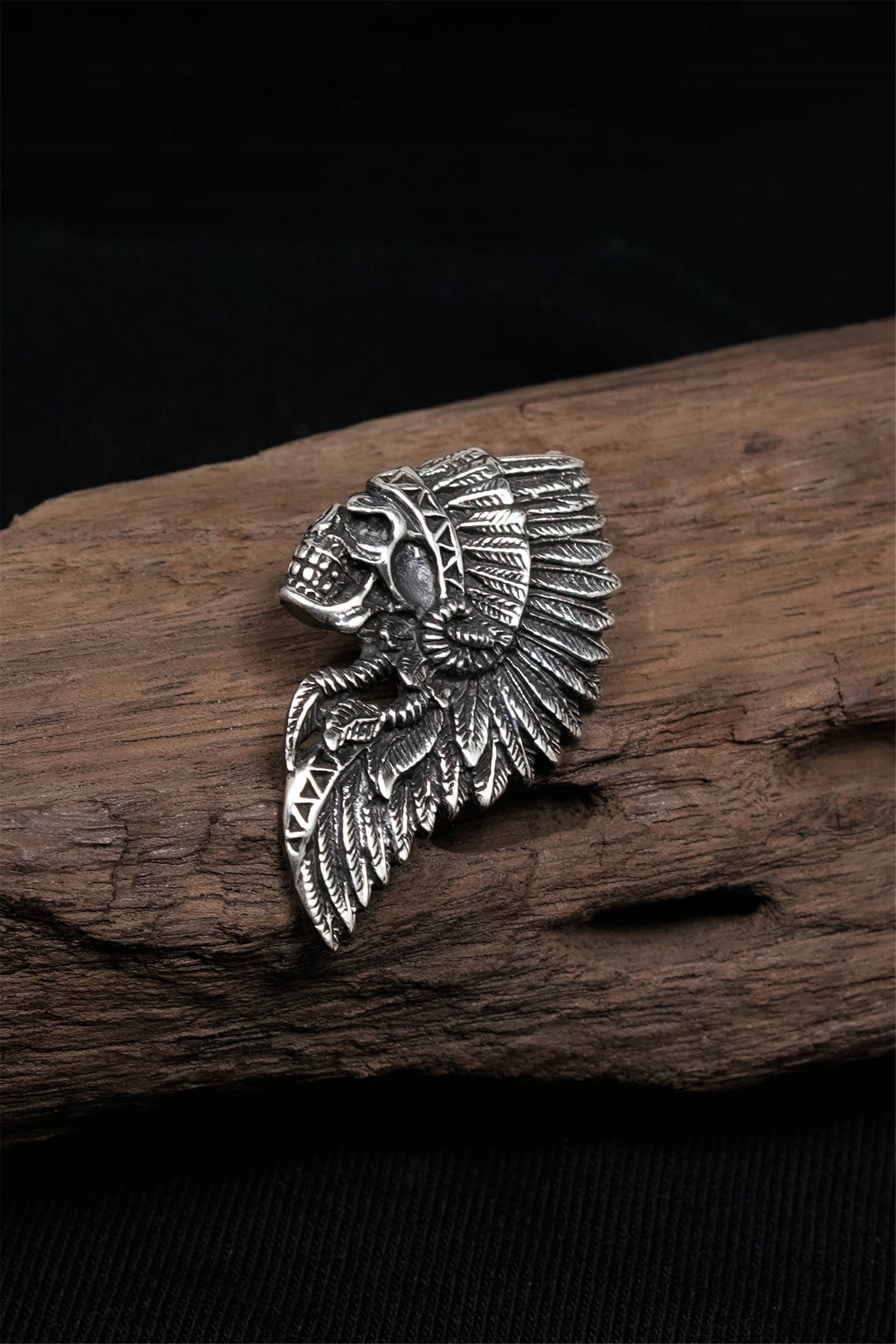 Retro Indian Chief 925 Sterling Silver Pendant
