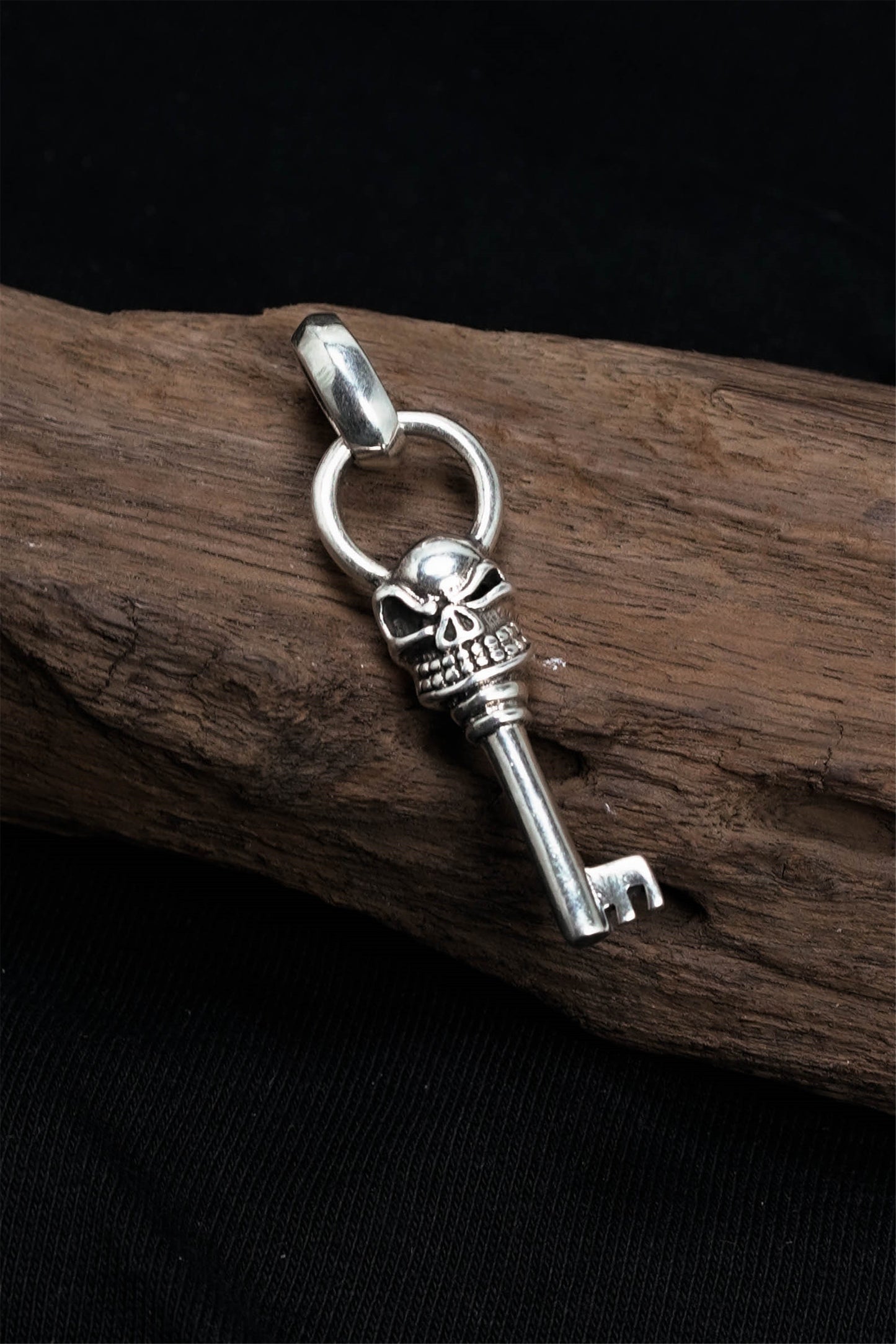 Antique Skull Key 925 Silver Pendant