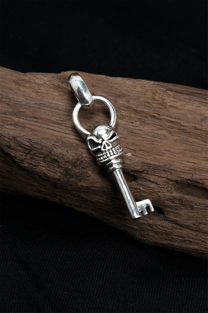 Antique Skull Key 925 Silver Pendant