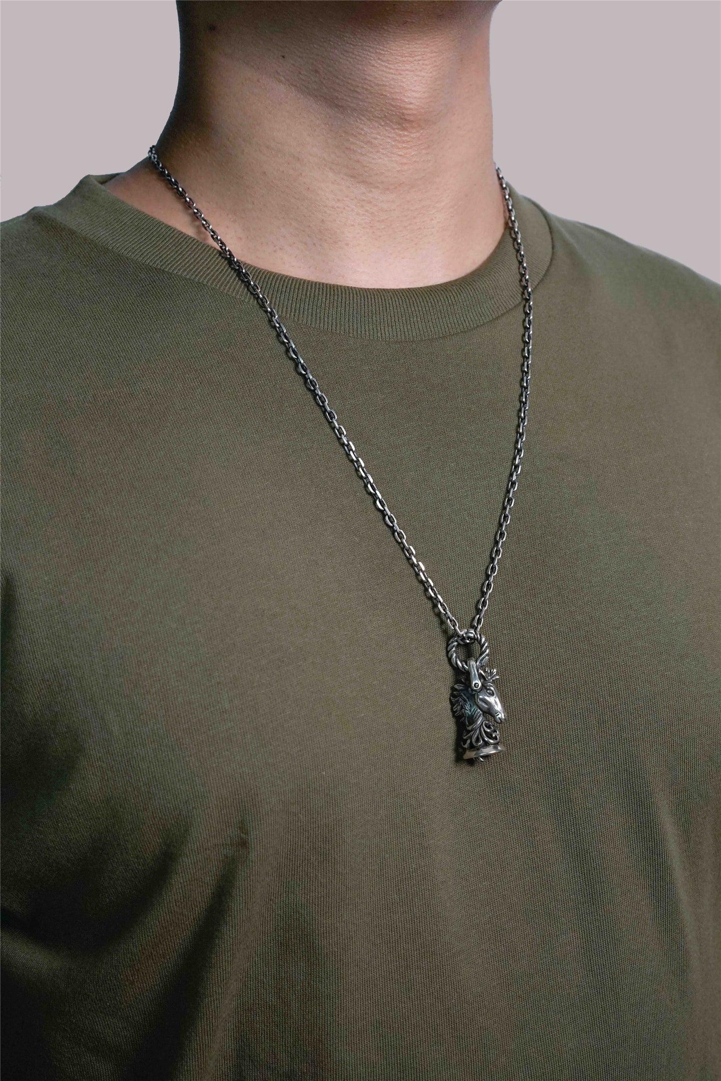 Horse Head Bell Pendant Retro 925 Sterling Silver