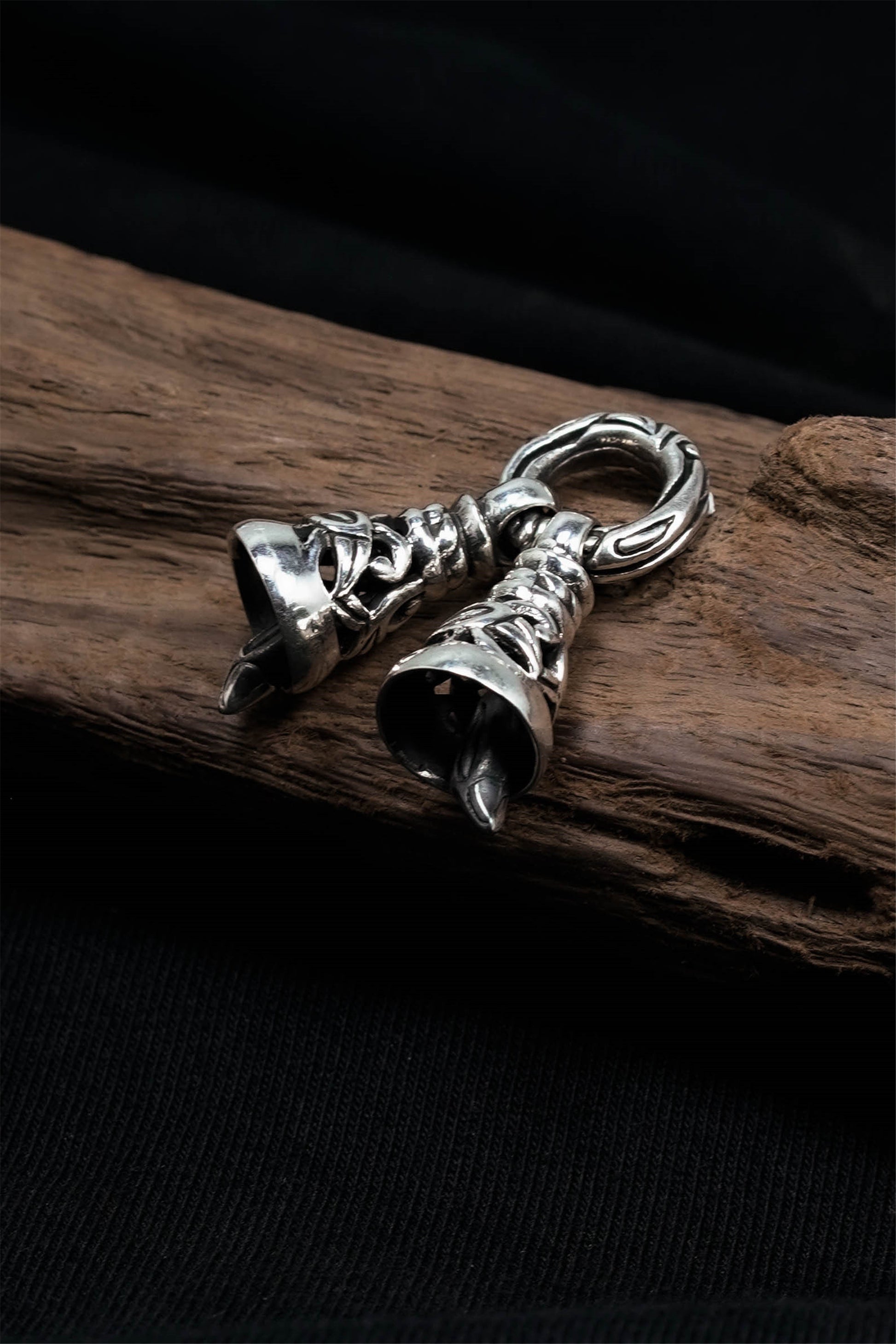 Retro Sterling Silver Hollow Bell pendant