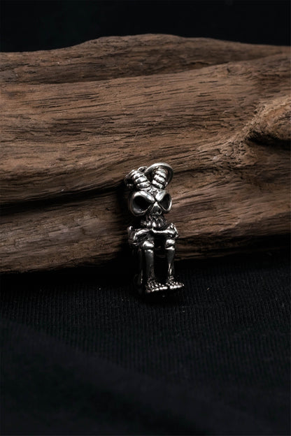 Retro Skull 925 Sterling Silver Pendant