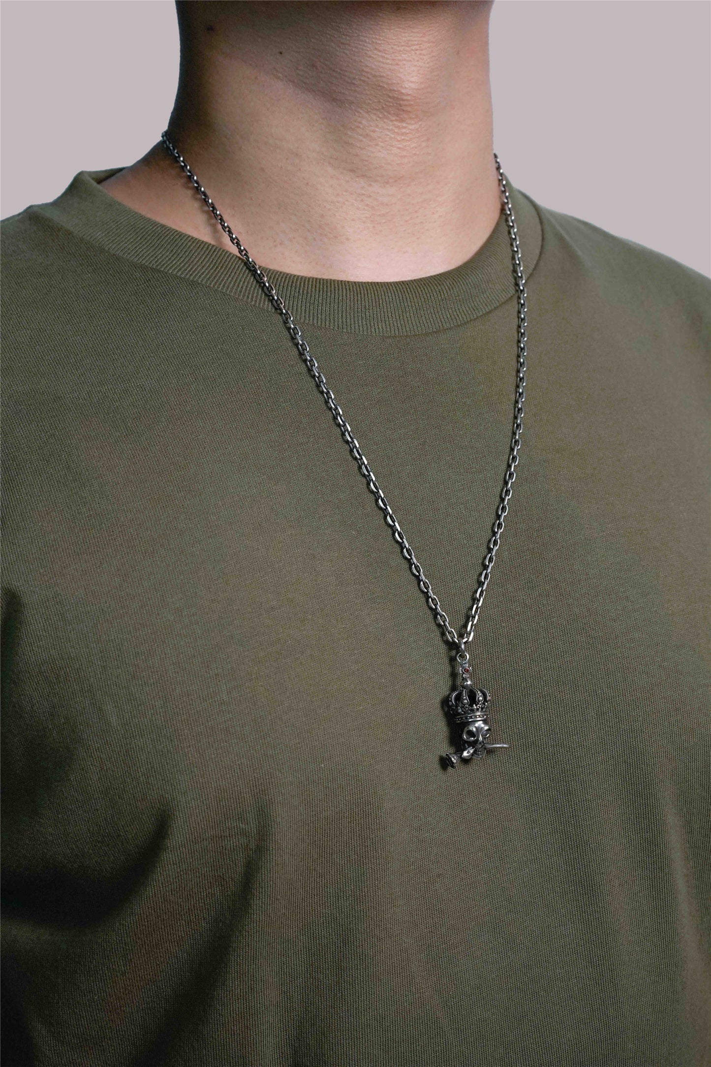 Retro Skull Rose 925 Sterling Silver Pendant