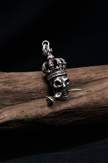 Retro Skull Rose 925 Sterling Silver Pendant