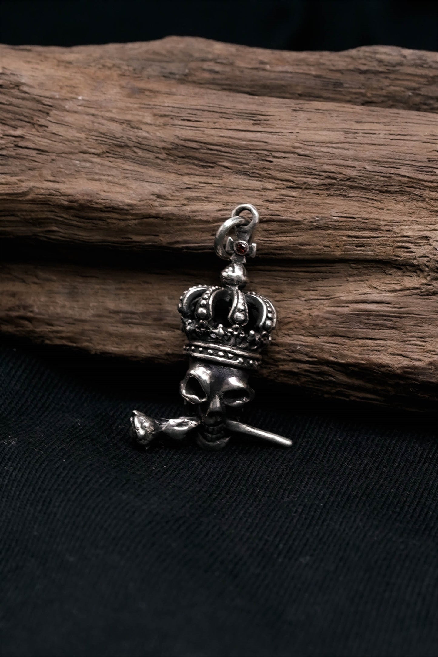 Retro Skull Rose 925 Sterling Silver Pendant