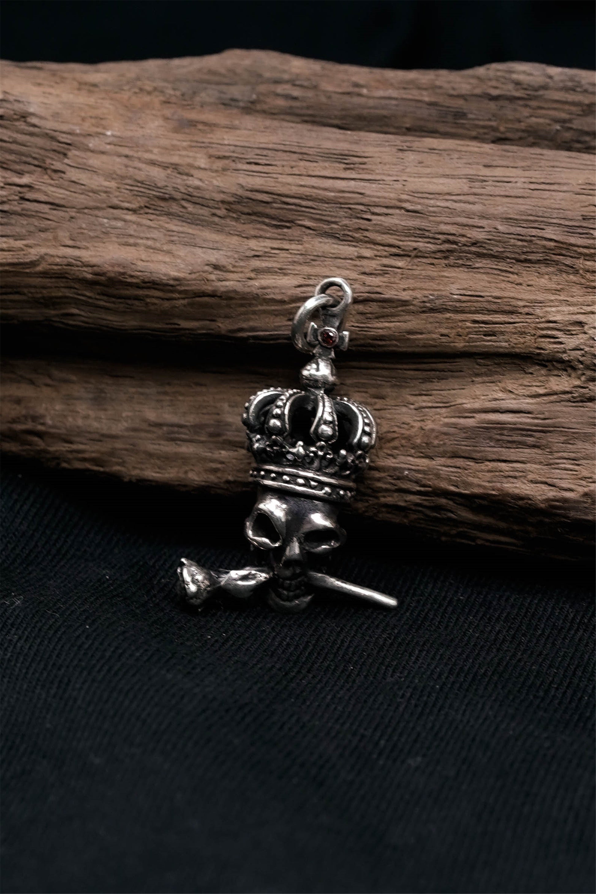 Retro Skull Rose 925 Sterling Silver Pendant