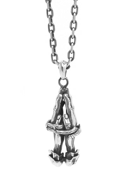 Praying Hands Antique 925 Silver Pendant
